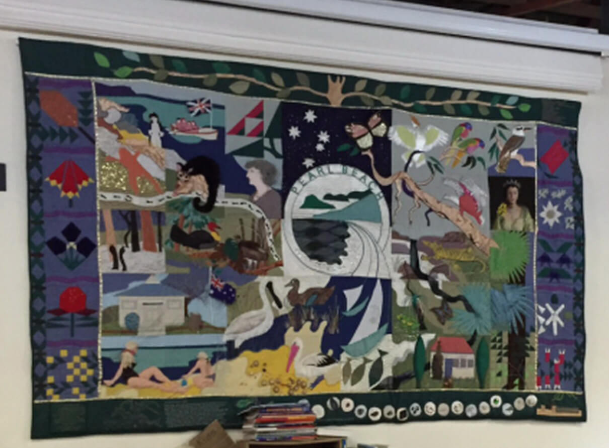 Members of the Craft group conceived and designed the Tapestry to offer an artistic interpretation of the physical beauty of the village and present a pictorial display of local flora and fauna.